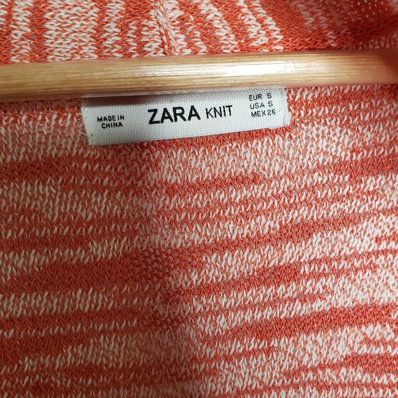 ZARA KNIT orange white space dye open front cardigan S - Picture 5 of 8